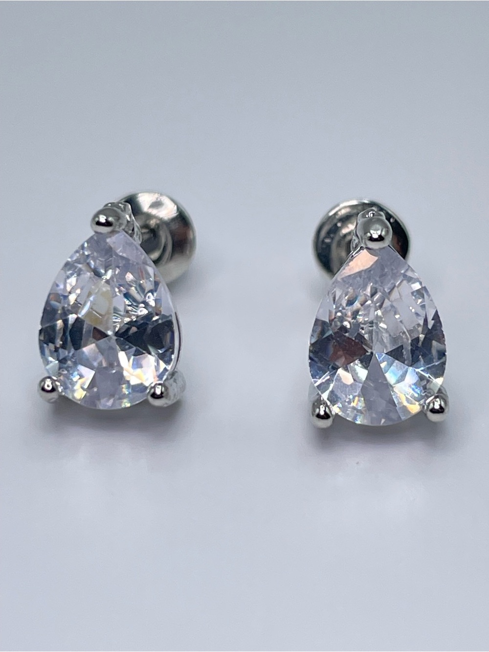 Swarovski Crystal Elements White Teardrop Cut Stud Earrings Minimalist